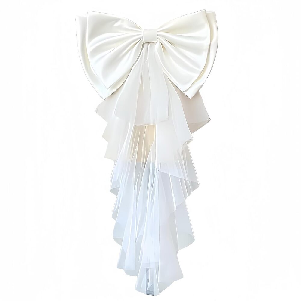5939 Short Mesh Bow Waist Decoration, Elegant Layered Tulle Sash Belt